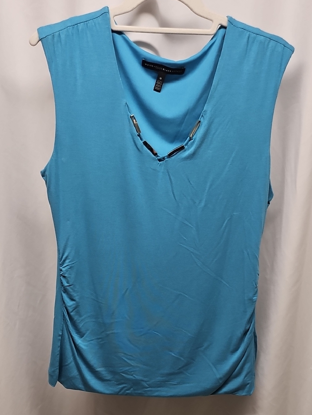 White House Black Market Turquoise V-Neck Sleeveless Top